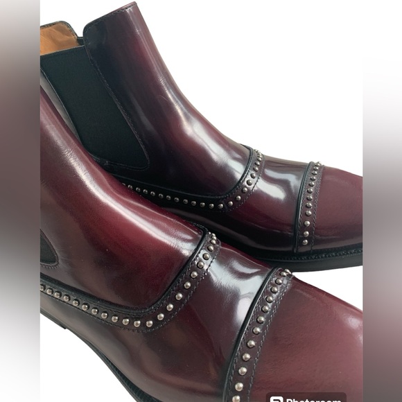 ❤️🍀❤️ CHURCH’S Anjelica Polished Fumè Chelsea Boot Stud burgundy size  6 US - Picture 10 of 13